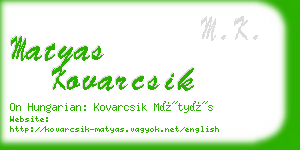 matyas kovarcsik business card